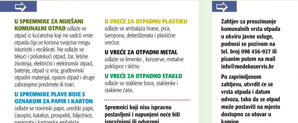 UPUTE za postupanje s kantama i vrećama za otpad uz KALENDAR odvoza