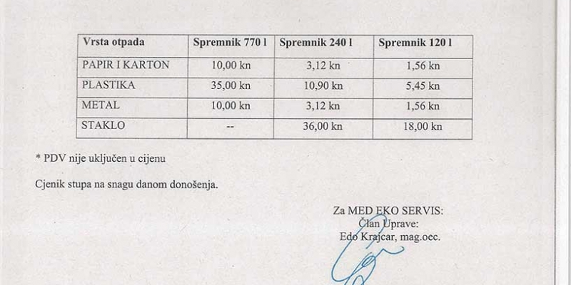 Obavijest pravnim osobama koje obavljaju djelatnost na području općine Medulin